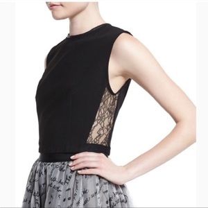 Alice + Olivia Flynn Lace and Leather Crop Top- M